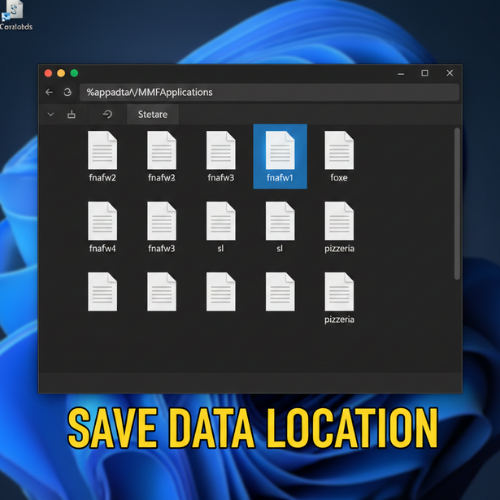 FNaF World Save Data Location (MMFApplications) FNaF World save data location in Windows AppData showing the fnafw1 file